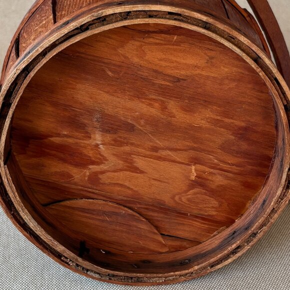 Vintage Peterboro Basket Co.Wooden Lidded Bucket Barrel - Picture 12 of 12